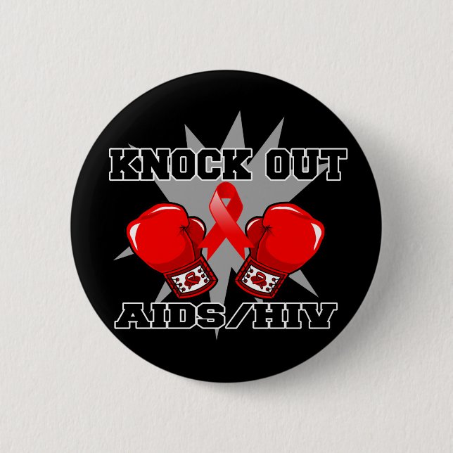Knock Out AIDS HIV Pinback Button (Front)