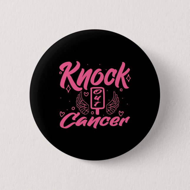 Knock Out Cancer Breast Cancer  Button (Front)