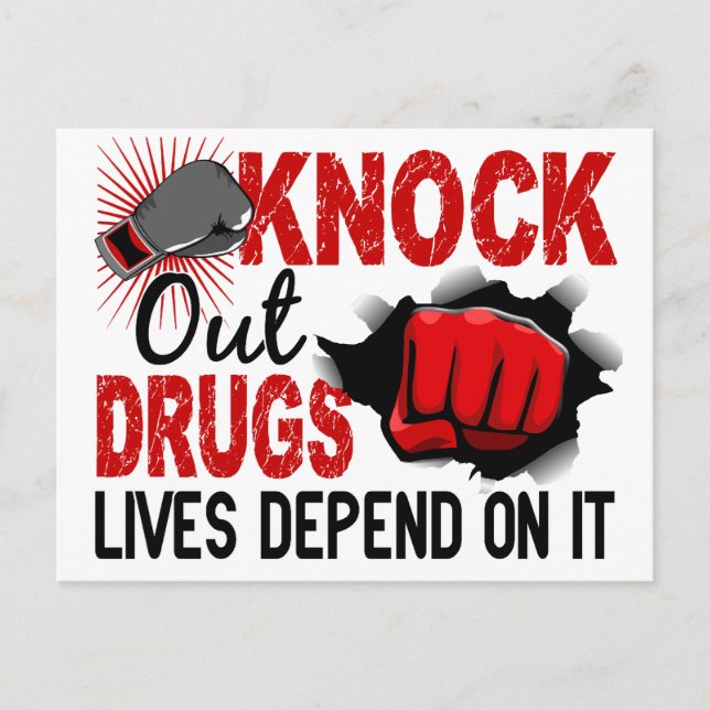 Knock Out Drugs 2 Male Fist Postcard (Front)