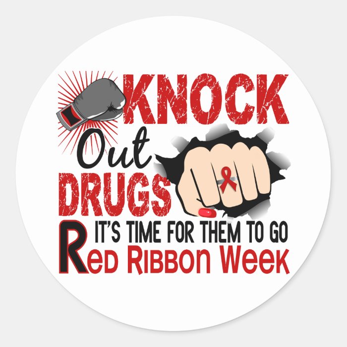 Knock Out Drugs Female Fist Round Sticker