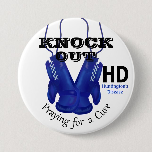 Knock Out Huntington's Disease HD Awareness Pinback Button (Front)
