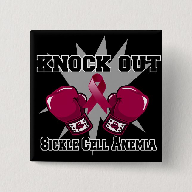 Knock Out Sickle Cell Anemia Pinback Button (Front)