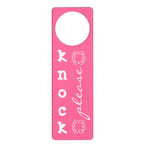 KNOCK please pink door hanger