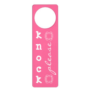 KNOCK please pink door hanger