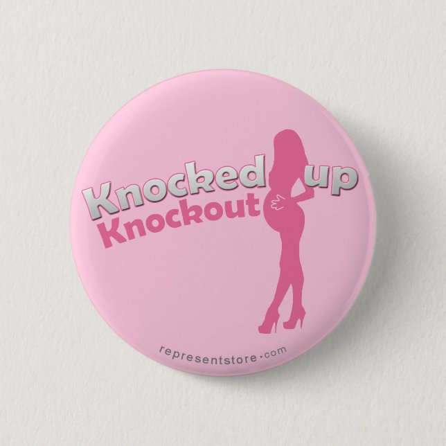 Knocked Up Knockout Baby Shower Mom-to-Be Pinback Button (Front)