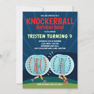 Knockerball Birthday Invitation - Bubble Soccer