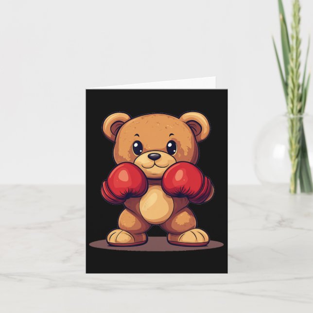 Knockout Bear With Boxing Gloves For A Punchy Look Card (Front)