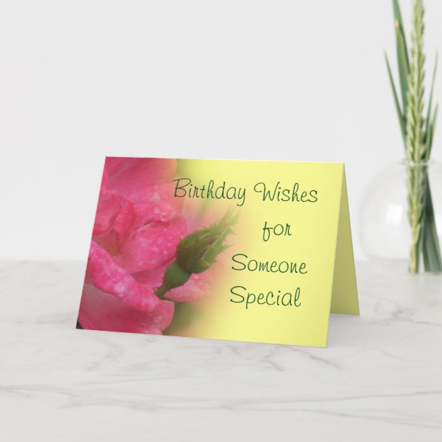 Knockout Rose & Bud 4397-customize Letterpress Thank You Card (Front)