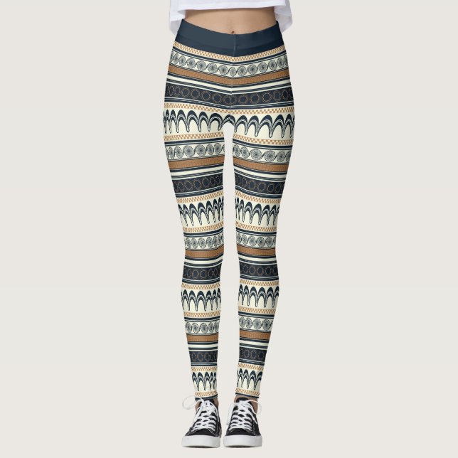 Knossos Circuit: Minoan Labyrinth Geometric  Leggings (Front)