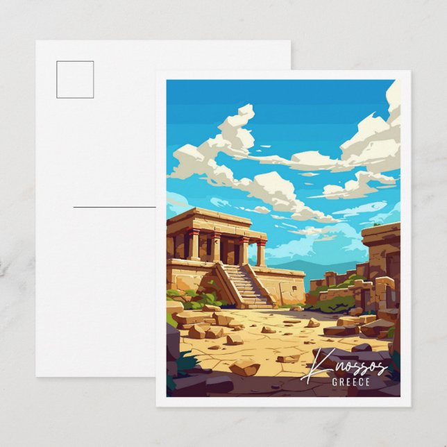 Knossos Greece Art vintage travel illustration Postcard (Front/Back)