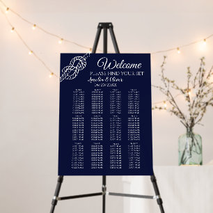 Knot Nautical Rope Navy Wedding Seating Chart Foam Board