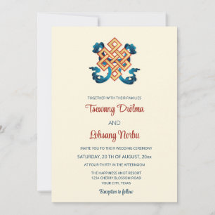 Knot Of Happiness Tibetan Wedding Invitation