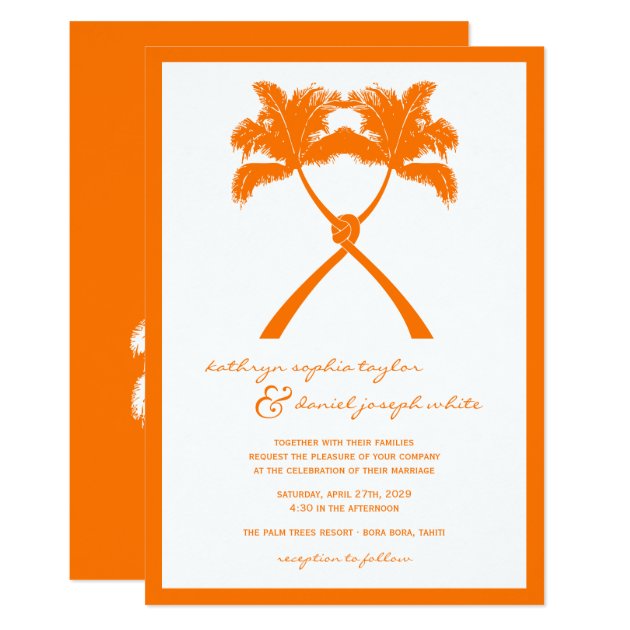 Knot Palm Trees Beach Tropical Wedding Modern Chic Invitation