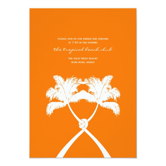 Knot Palm Trees Beach Tropical Wedding Modern Chic Invitation