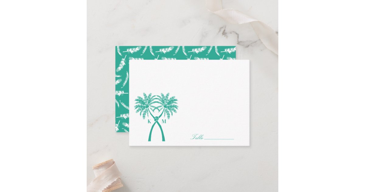 Knot Palm Trees Beach Tropical Wedding Modern Chic Place Card | Zazzle