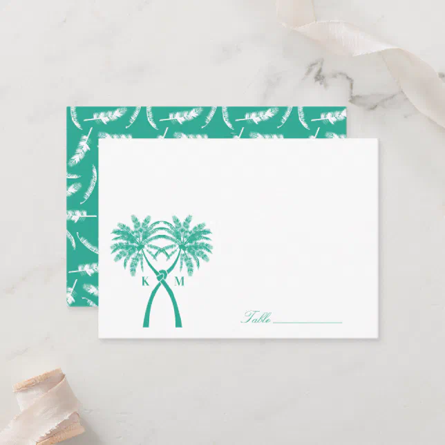 Knot Palm Trees Beach Tropical Wedding Modern Chic Place Card | Zazzle