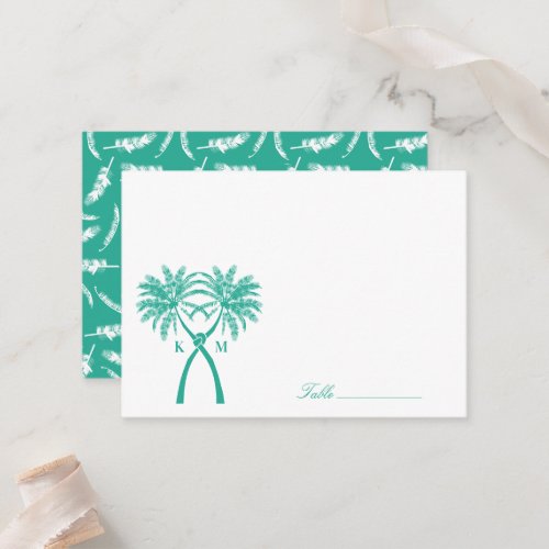 Knot Palm Trees Beach Tropical Wedding Modern Chic Place Card