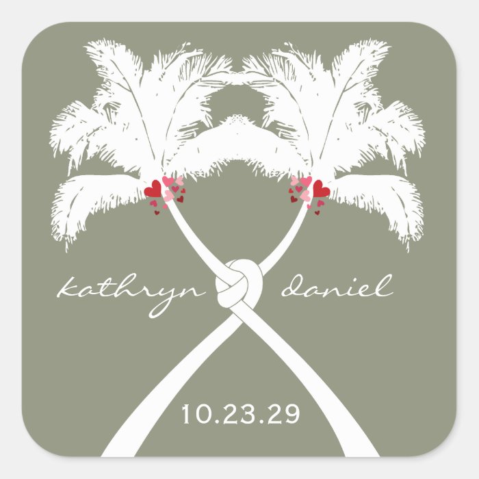Knot Palm Trees Beach Tropical Wedding Modern Chic Square Sticker