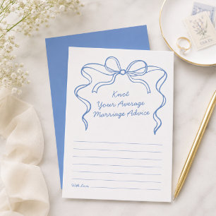 Knot Your Average Marriage Advice Blue Bow Bridal Card