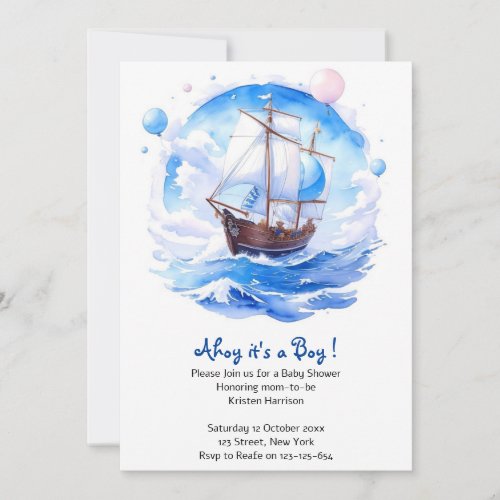 Knots of Love Nautical Theme Boy Baby Shower Invitation