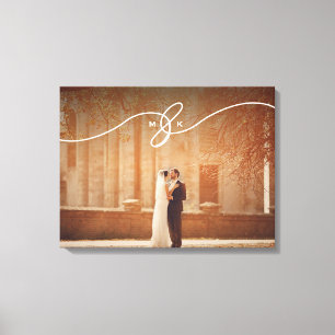 Knotted Ampersand Monogram Simple Wedding Photo Canvas Print