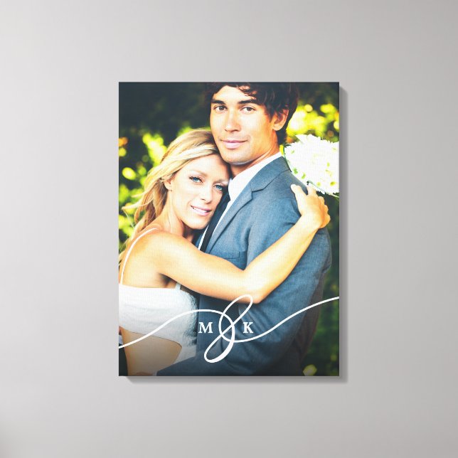 Knotted Ampersand Monogram Simple Wedding Photo Canvas Print (Front)