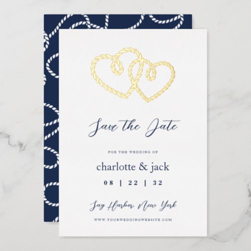 Knotted Hearts Save the Date Foil Invitation