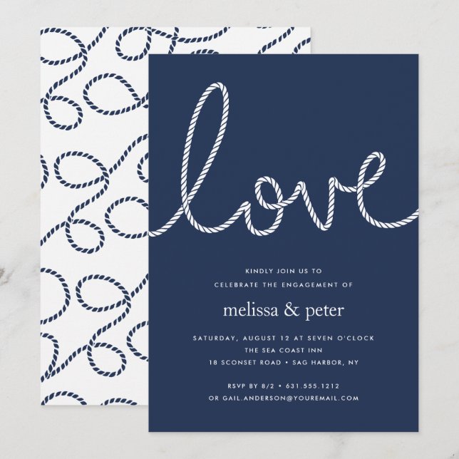 Knotted Love Engagement Party Invitation (Front/Back)