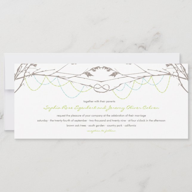 Knotted Love Trees Branch Wedding Invitation Card (Front)