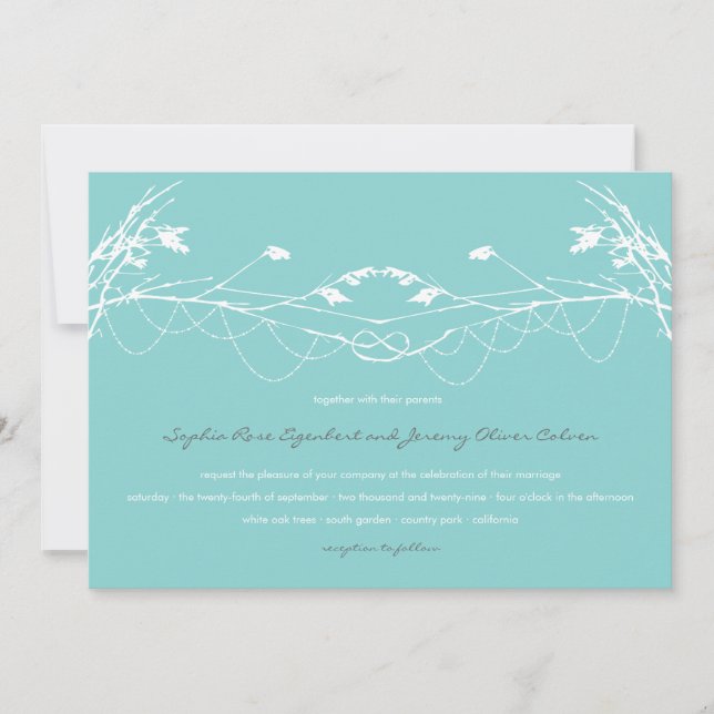 Knotted Love Trees Branch Wedding Invitation Card (Front)