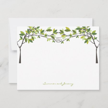 Knotted Love Trees Wedding Monogram Thank You Card