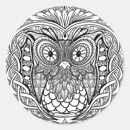 Knotted Mandala Owl Black and White