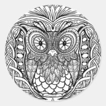 Knotted Mandala Owl Black and White