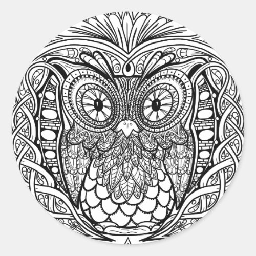 Knotted Mandala Owl Black and White