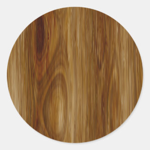 Knotted Oak Woodgrain Look Classic Round Sticker
