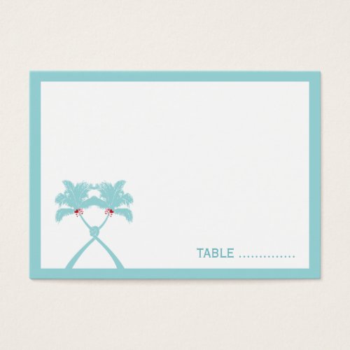 Knotted Palm Trees Hearts Beach Wedding Place Card