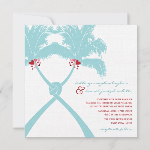 Knot Palm Trees Beach Tropical Wedding Modern Chic Invitation