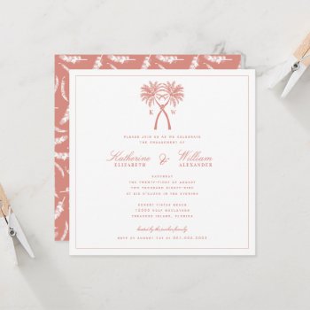 Knotted Palm Trees Monogram Beach Engagement Party Invitation by fatfatin_blue_knot at Zazzle