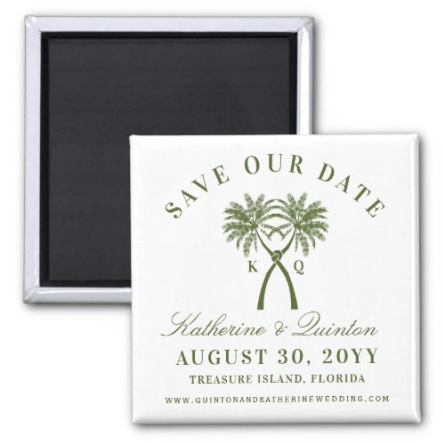 Knotted Palm Trees Red Love Wedding Save The Date Magnet