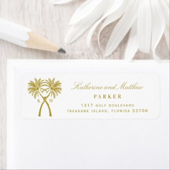Knotted Palm Trees Tropical Beach Wedding Address Label by fatfatin_blue_knot at Zazzle