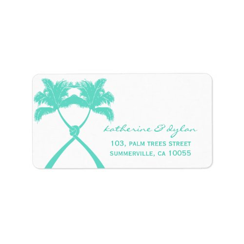 Knotted Palm Trees Tropical Beach Wedding Address Label