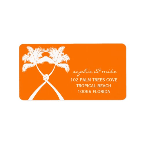 Knotted Palm Trees Tropical Beach Wedding Address Label