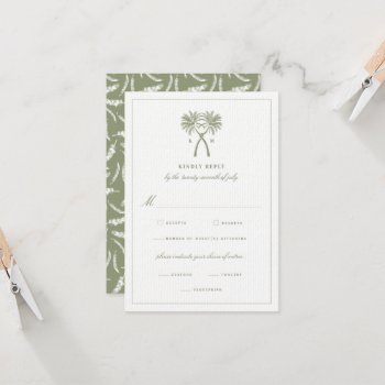 Knotted Palm Trees Tropical Classic Wedding Rsvp Invitation by fatfatin_blue_knot at Zazzle