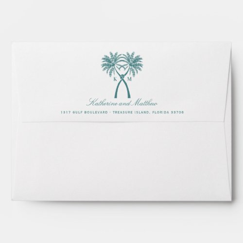 Knotted Palm Trees Tropical Destination Wedding Envelope