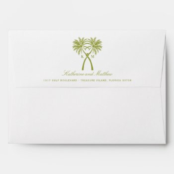 Knotted Palm Trees Tropical Destination Wedding Envelope by fatfatin_blue_knot at Zazzle