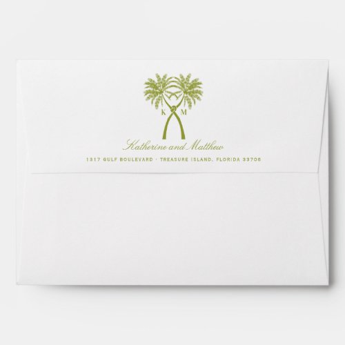 Knotted Palm Trees Tropical Destination Wedding Envelope