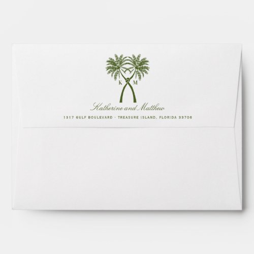 Knotted Palm Trees Tropical Destination Wedding Envelope
