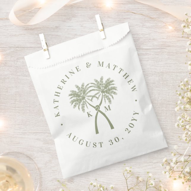 Knotted Palm Trees Tropical Destination Wedding Favor Bag (Clipped)