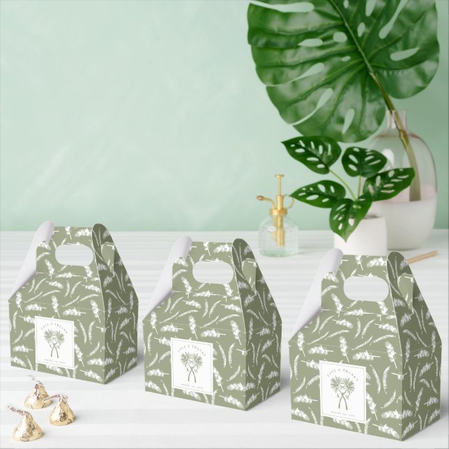 Knotted Palm Trees Tropical Destination Wedding Favor Boxes (Multiple)