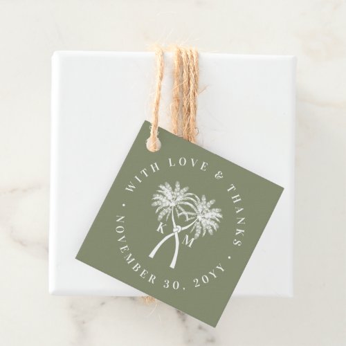 Knotted Palm Trees Tropical Destination Wedding Favor Tags